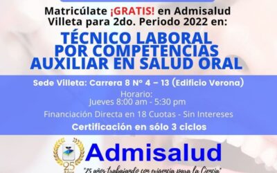Inscripciones Auxiliar en Salud Oral Villeta 2022-2